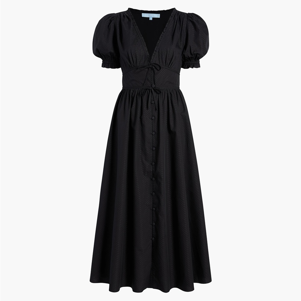 Hill House Black Puff Sleeve Midi Dress